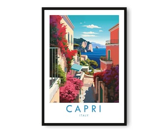 Póster de viaje de Capri, Italia: Impresión artística giclée