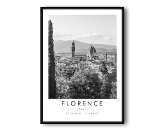 Florence Italy Print: Black and White Cityscape Poster