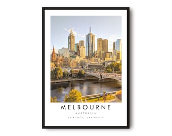 Melbourne Travel Print, Melbourne Poster Print, Melbourne Wall Art Minimalist, Australia Print, Prints of Australia A1/A2/A3/A4/A5