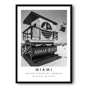 Miami Reisedruck, Miami Posterdruck, Miami Wandkunst minimalistisch, Miami Karte Druck, Kunstdruck von Miami beliebt A1 / A2 / A3 / A4 / A5