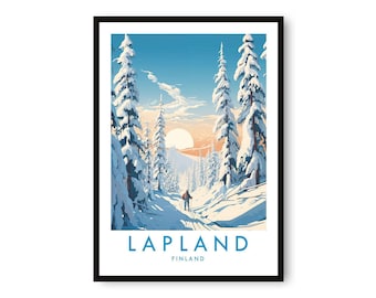 Lapland Skiing Print: Finland Travel Poster