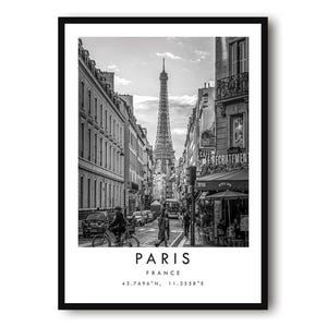 Paris Eiffel Tower Print: Black and White France Travel Poster image 1
