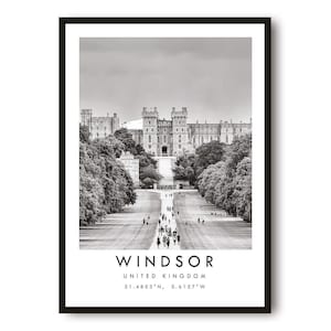 Windsor Castle Print: Black and White England Travel Poster