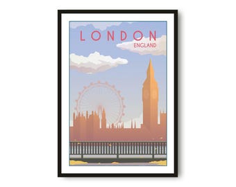 London Travel Poster: Minimalist City Wall Art