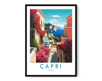 Capri Italy Travel Poster: Giclée Fine Art Print