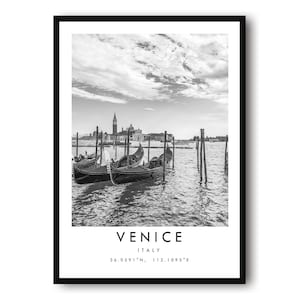 Venice Travel Print, Italy Poster, Black and White Print, Unique Wall Art,  Minimalist Home Decor, City  A1/A2/A3/A4/A5