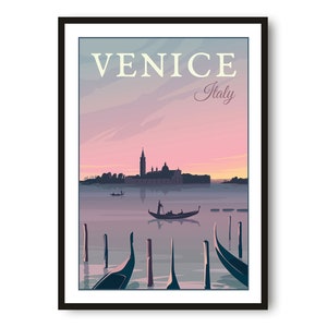 Venice Travel Poster, Italy Poster, Colourful Print, Unique Wall Art, Minimalist Home Décor, City  A1/A2/A3/A4/A5