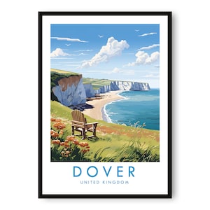 Dover Reisedruck, Dover Reiseplakat, Vereinigtes Königreich Druck, Reisedekor, beliebter Druck, Geburtstagsgeschenk, A1/A2/A3/A4/A5