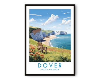Dover Travel Print, Dover Travel Poster, United Kingdom Print, Travel Decor, Popular Print, Birthday Gift, A1/A2/A3/A4/A5