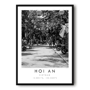 Hoi An Vietnam Print: Black and White Travel Poster