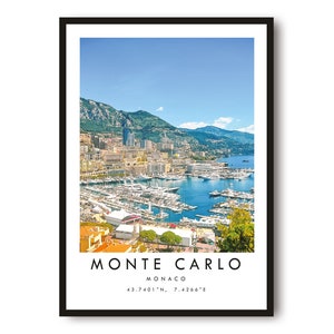 Monte Carlo Reise Poster, Monaco Reise Poster, Home Decor, Druck, Poster A1 / A2 / A3 / A4 / A5