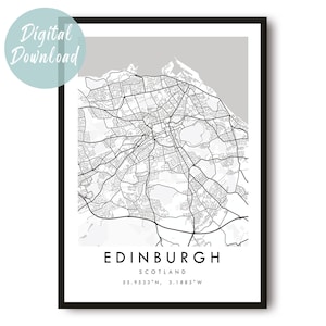 Mapa de Edimburgo impresso | Download digital | 25 opções de tamanhos diferentes