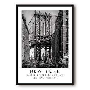 New York Reisedruck, New York Poster Druck, New York Wandkunst Minimalistisch, New York Print, Drucke von New York, New York Bridge