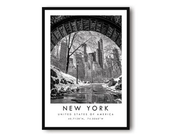 New York Travel Print, New York Poster Print, New York Wall Art, Gallery Wall, New York gift, Print of New York, Central Park Print