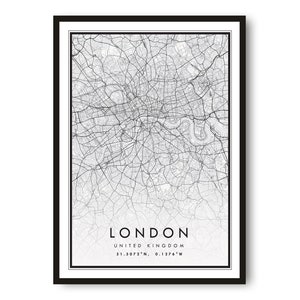 Kaart afdrukken Londen, poster afdrukken Londen, stadsplattegrond wordt afgedrukt Afdrukken van Londen, populair cadeau, Verenigd Koninkrijk afdrukken A1/A2/A3/A4/A5