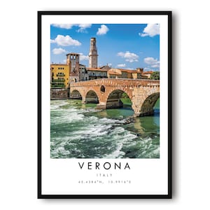 VERONA Reisedruck, Italien Poster, Einzigartiges Wanddekor, Farbdruck, Home Decor, Italien VERONA, Beliebter Druck A1/A2/A3/A4/A5