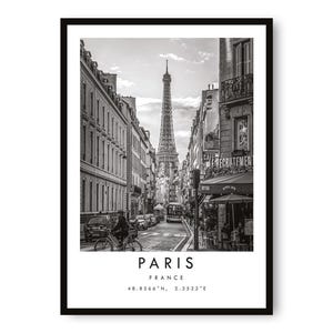 Paris Eiffel Tower Print: Black and White France Travel Poster