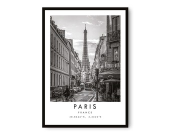 Paris Eiffel Tower Print: Black and White France Travel Poster