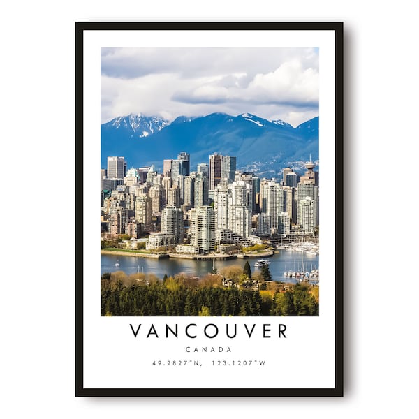 Vancouver Travel Print, Colour Travel Print, Vancouver Canada, Travel Posters, Popular Print, Gallery Wall, Popular Gift, Wall Art