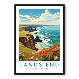 Lands End Reisedruck, Lands End Reisedruck, Vereinigtes Königreich Druck, Reisedekor, beliebter Druck, Geburtstagsgeschenk, A1/A2/A3/A4/A5