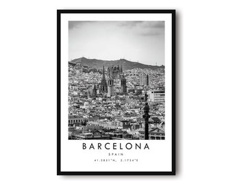 Barcelona Travel Print, Barcelona Poster, Unique Wallart Decor, Black and White Home Decor, Spain Barcelona  Popular Print A1/A2/A3/A4/A5