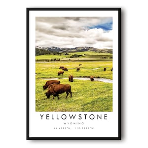 Yellowstone Travel Print, Wyoming Poster, Contemporary Print, Wall Art,  Minimalist, Home Decor, Yellowstone National Park A1/A2/A3/A4/A5