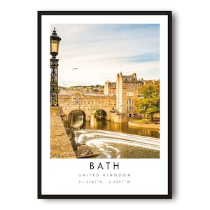 Bath Travel Print, Bath Poster, Unique Wallart Decor, Colour print,  Home Decor, England Bath, Popular Print A1/A2/A3/A4/A5