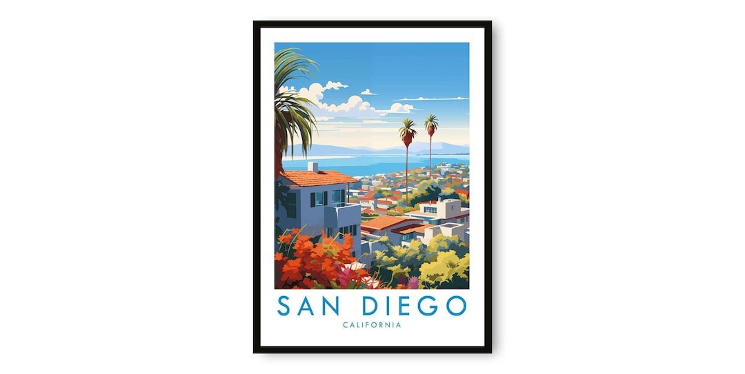 San Diego Travel Poster: California Art Print, Cityscape Wall Decor - Etsy