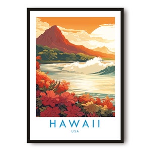 Stampa di viaggio Hawaii, poster di viaggio Hawaii, stampa Hawaii, decorazione di viaggio, stampa popolare, regalo di compleanno, A1/A2/A3/A4/A5