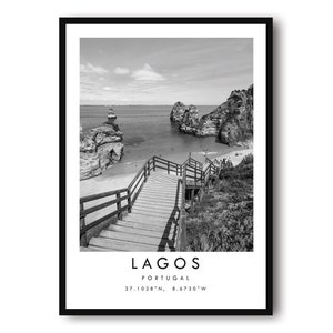 Lagos Travel Print, Lagos Poster, Unique Wallart Decor, Black and White Home Decor, Lagos Portugal, Popular Print A1/A2/A3/A4/A5