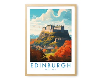 Edinburgh Castle Travel Print | Edinburgh Scotland Poster | Edinburgh Travel Print | Scotland Wall Art | Vintage Travel Poster | UK Decor