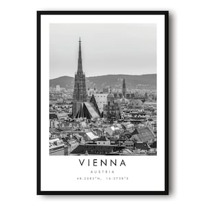 Vienna Travel Print, Vienna Poster, Unique Wallart Decor, Black and White Home Decor,  Austria Minimalist Wallart A1/A2/A3/A4/A5