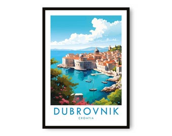 Dubrovnik Croatia Art Print: Travel Poster, Coastal Decor