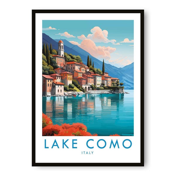 Lake Como Italy Travel Poster: Giclée Fine Art Print