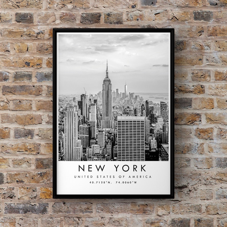 New York Travel Print New York Poster Black and White Print Etsy