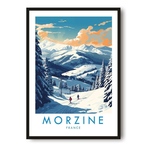 Morzine Frankreich Ski Print: Vintage Reiseplakat