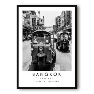 Impressão de Tuk-Tuk de Bangkok: Pôster de Viagem da Tailândia em Preto e Branco
