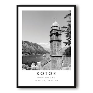 Kotor Travel Print, Kotor Poster, Unique Wallart Decor, Black and White Home Decor, Kotor Montenegro Print, Popular Print A1/A2/A3/A4/A5