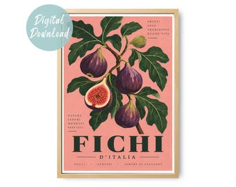 Fig Print | Italian Kitchen Wall Art | Fichi D’Italia Poster | Fruit Wall Art | Mediterranean Kitchen Decor | Digital Download