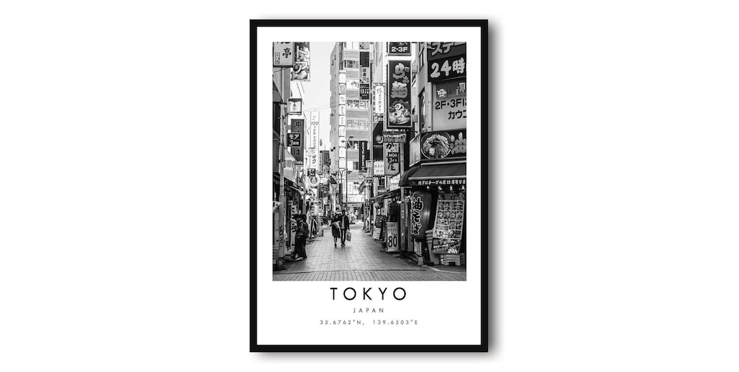 Tokyo Street Print: Black and White Japan Poster - Etsy