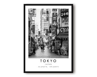 Tokyo Street Print: Black and White Japan Poster - Etsy