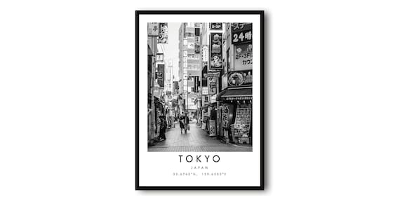 Tokyo Street Print: Black and White Japan Poster - Etsy