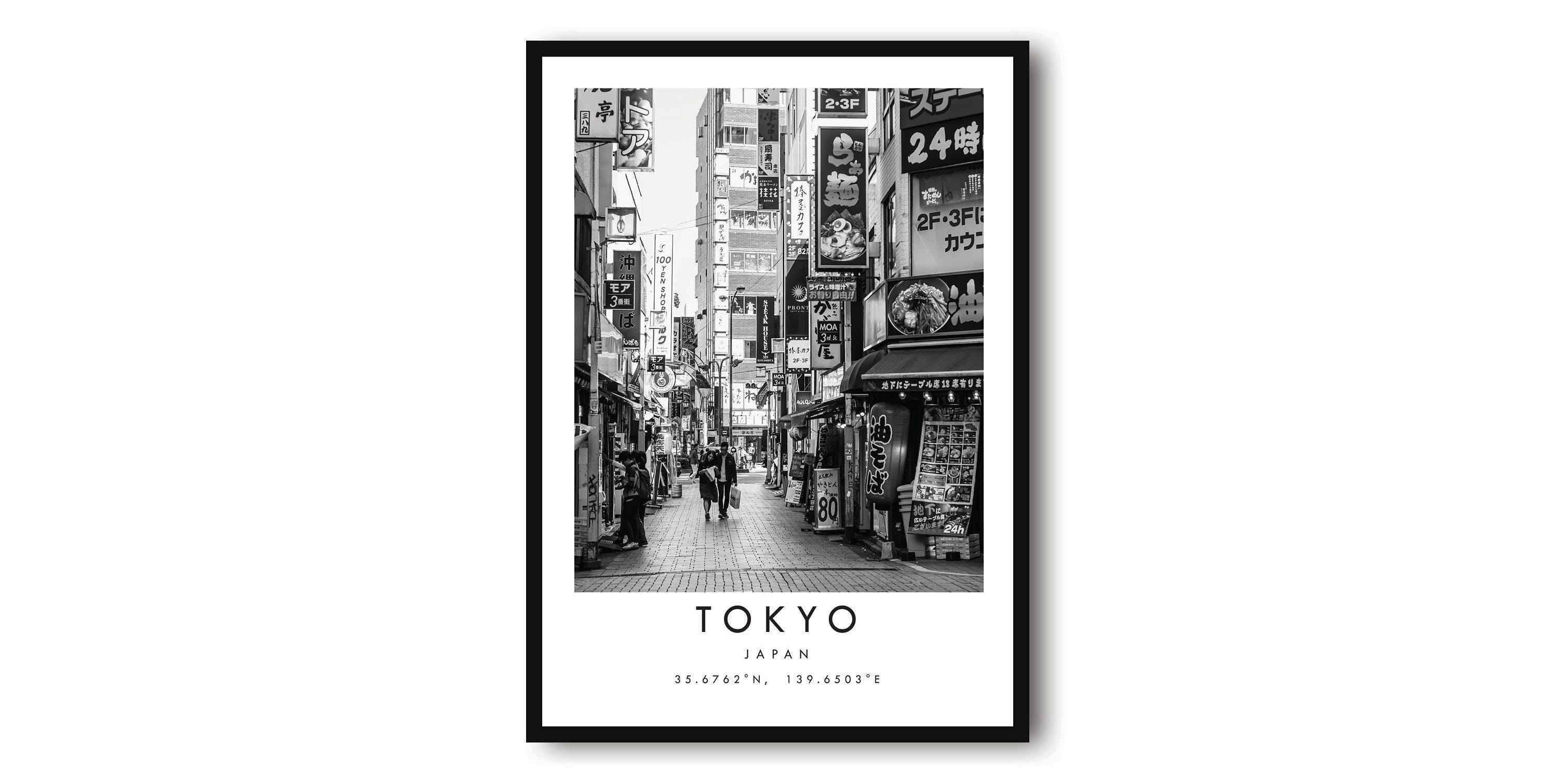 Tokyo Street Print: Black and White Japan Poster - Etsy