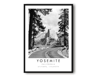 Yosemite National Park Print: Black and White California Wall Art