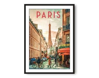 Paris Travel Poster: Eiffel Tower Print, Minimalist Wall Art