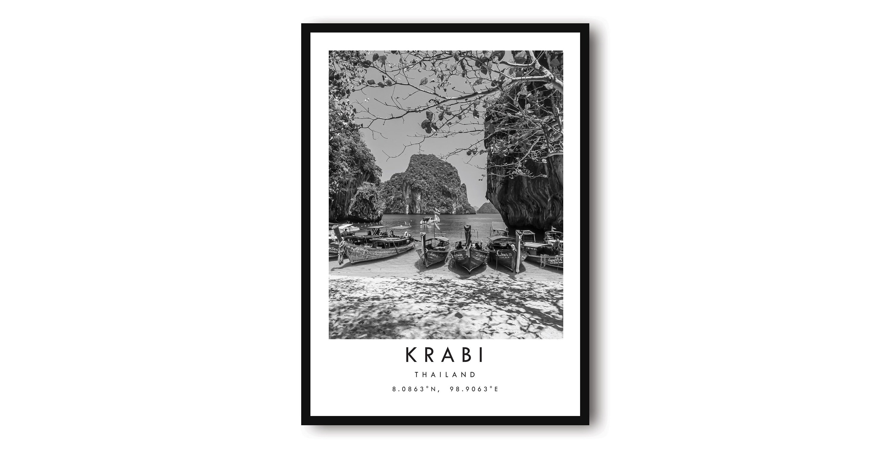 Krabi Travel Print, Phuket Poster, Unique Wallart Decor, Black and White Home Decor, Phuket Thailand  Popular Print A1/A2/A3/A4/A5