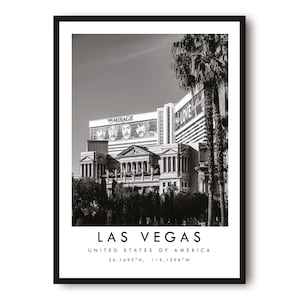 Las Vegas Travel Print, Nevada Poster, Black and White Print, Unique Wall Art,  Minimalist Home Decor, City  A1/A2/A3/A4/A5
