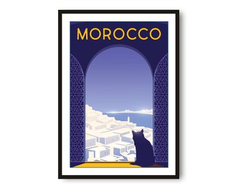 Morocco Travel Poster: Minimalist City Art Print