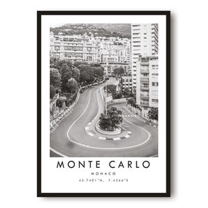 Monte Carlo Travel Print, travel Poster, black and white art, Black and White print,  Home Decor, print, poster A1/A2/A3/A4/A5