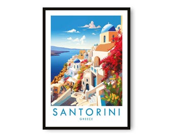 Santorini Greece Art Print: Travel Poster, Island Decor